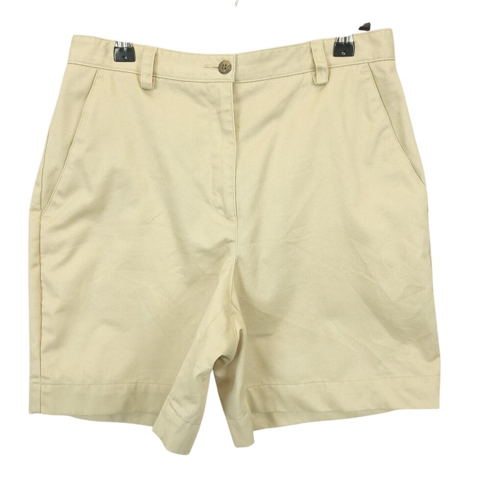 Liz Claiborne Chino Shorts Beige Cotton Women 6 Causal Classic Everyday Neutral